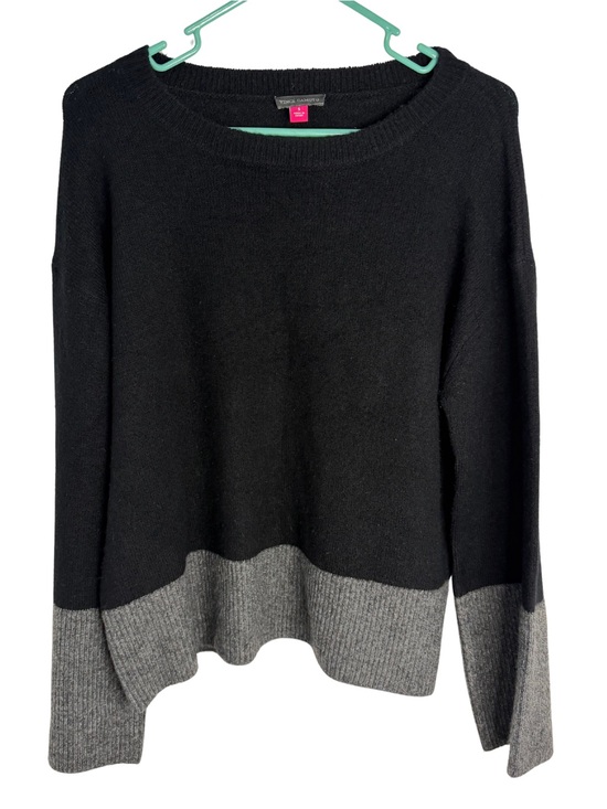 Vince Camuto Sweaters - Vince Camuto Black and Gray Colorblock Oversized Crewneck Sweater Size Small